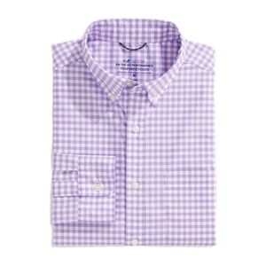 NEW! Vineyard Vines Men's OTG Performance Brrr Button Up Shirt Gingham Aster S